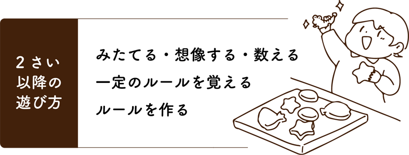 2歳の遊び方 みたてる・想像する・数える・一定のルールを覚える・ルールを作る