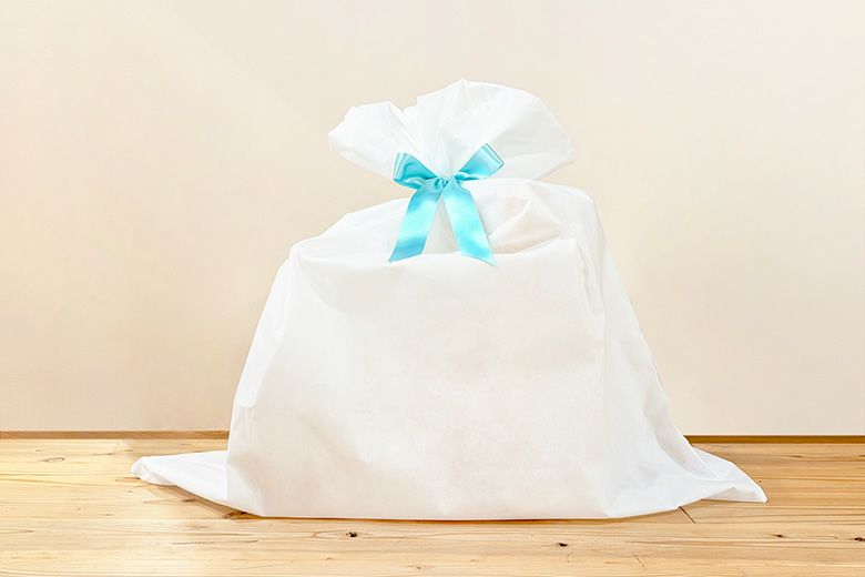 ギフト袋+水色リボン